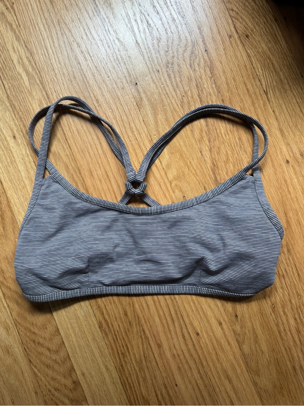lululemon athletica Striped Light Gray Bralette with Knotted Back
